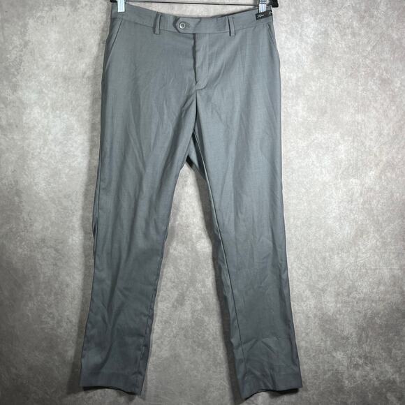 Inserch Super‎ 120s Fratelli Dress Pants Mens 34X32 Gray Flat Front Straight Leg - Picture 1 of 9